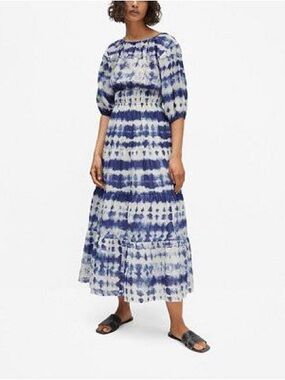 MNG Mango blue white tie dye dress